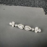 Nouvelles Boucles d'Oreilles Pendante Chandelier de Luxe en Argent Sterling 925 Plaqué Rhodium avec Diamants Moissanite pour Femme, Design Exclusif