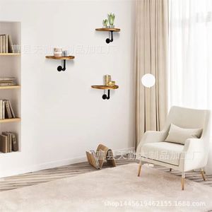 Étagère murale ovale en bois et fer forgé, support pour pot de fleurs, décoration intérieure, porte-bougie - Product Image 4