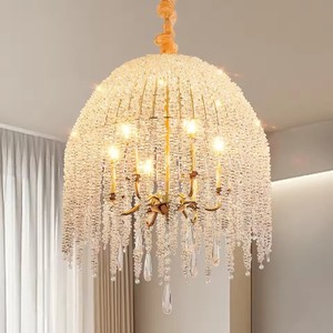 Lampadario in Cristallo <span class=keywords><strong>con</strong></span> Altezza Regolabile, Luce a Sospensione <span class=keywords><strong>con</strong></span> Fili di Cristallo a Forma di Grappolo, Moderno Lampadario da <span class=keywords><strong>Soffitto</strong></span> - Product Image 5