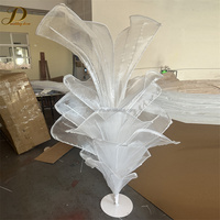 Décoration de mariage et d'événements JINDA, installation artistique géante en organza de soie blanche faite à la main, centre de table, support floral