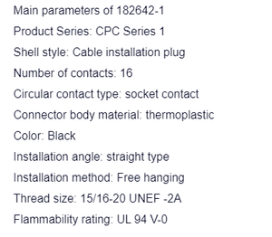 182642-1 dây để dây 16 pins cắm ổ cắm điện kết nối màu đen tất cả các nhựa amp CPC Cáp cắm kết nối 182642 - Product Image 3