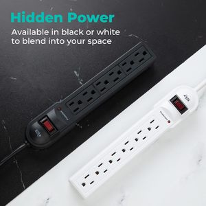 Protector de Sobretensión KMC de 6 Tomas, Paquete de 2, 900 Joules, Cable de Extensión de 4 Pies, Protección Contra Sobrecarga, 125V, Negro - Product Image 5