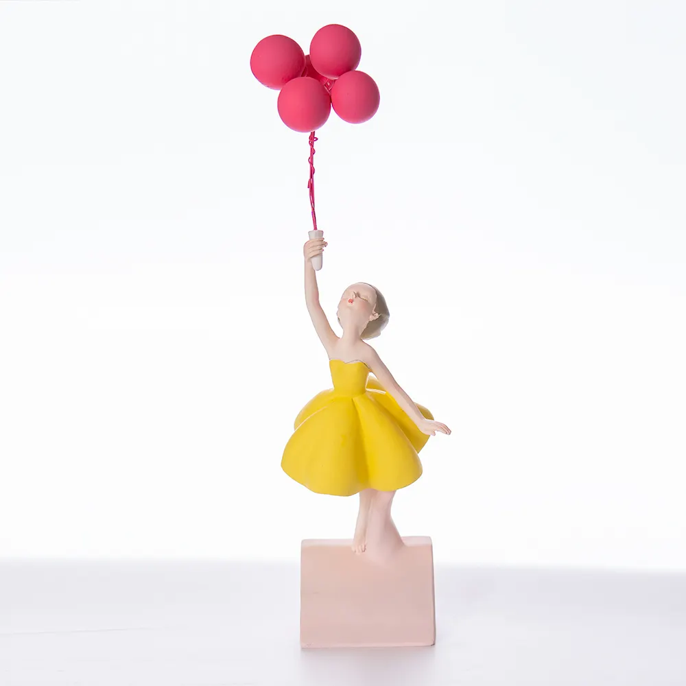 Abigail Factory Modern home balloon yellow dress girl adornment gift resin arts and crafts decoration wholesale