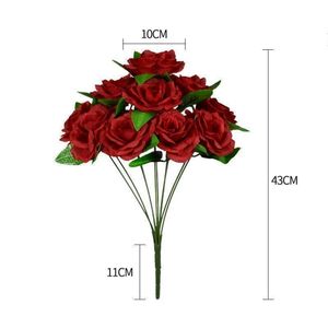 Rose Artificielle Vente en Gros Direct Usine 10 Têtes <span class=keywords><strong>de</strong></span> Roses Bouquets pour Mariage Fête Décoration Maison Fleurs - Product Image 2