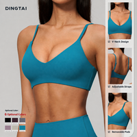 Soutien-gorge de sport sans couture à col en V, grande taille, très élastique, sans armatures, rembourré, pour fitness, gym, entraînement, athleisure, pilates, crop top