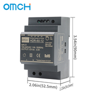 Alimentation industrielle AC-DC sur rail DIN OMCH HDR-60-24, sortie unique 24V, entrée 100-240V, efficacité 88%, 2,5A, à découpage
