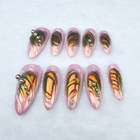 Vente en gros Amande 3D Gouttelettes d'eau faites à la main Faux ongles de différentes tailles