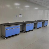 Banc de laboratoire en bois pour mur/côté, résistant à la corrosion, table murale, imperméable, résistant à la chaleur, design moderne, usage commercial
