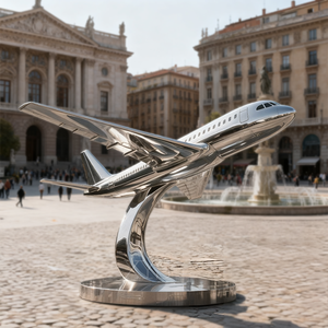 Đánh bóng thép không gỉ đúc 3D máy bay điêu khắc với chủ đề hàng không cho nhà ga sân bay hoặc mô hình lưu niệm - Product Image 2