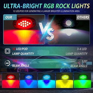 Luci LED RGB a Fascio Diffuso DC 9-16V 5050 con 12 LED e IP67 per Veicoli Fuoristrada, SUV, ecc. - Product Image 5