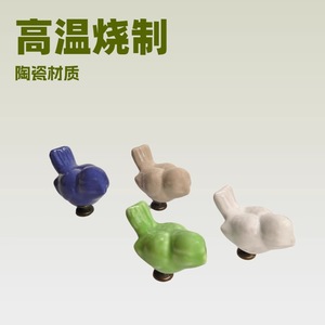 Min Hong Xing Bird <b>Ceramic</b> Handle <b>Drawer</b> Cabinet <b>Knob</b> Rustic Novelty Shape Single Hole Furniture Handle - Product Image 5