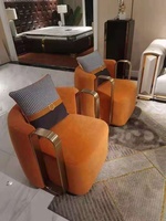Cadre de chaise d'accent moderne en acier inoxydable, siège en velours, chaise de salon, style de loisirs, fauteuil de salon