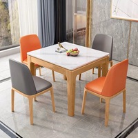Table à manger carrée en marbre blanc pour la maison, restaurant, hôtel, café, appartement, cuisine, salon, meubles