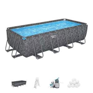 Piscina Rectangular Elevada <span class=keywords><strong>Bestway</strong></span> de 561 kg, 7.32 m x 3.66 m x 1.32 m, con Estructura de Acero y PVC - Product Image 1