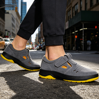 Nouvelle Chaussure de Sécurité d'Été en PU Respirant avec Tige en Toile Véritable, Embout en Acier Robuste, Antistatique et Anti-perforation pour Usine