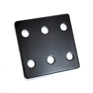 Placa de conexión de seis orificios 60x60x2.8mm, abrazadera de esquina cepillada en negro mate para puertas de madera, armarios y estanterías. - Product Image 2