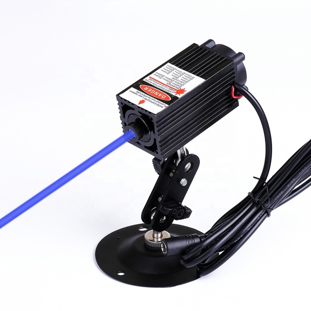 High Power 450nm Focusable 12V DC Blue Dot Laser Module with Cooling Fan 100mW~2.5W (with Adapter+Bracket)