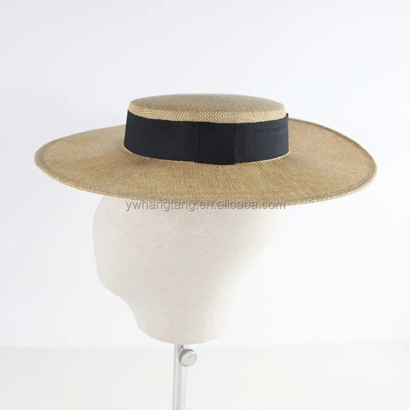 ywhangtanghat Flat top short brim top hat with black collar for wedding photography photo shoot