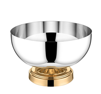 Bol de service rond en acier inoxydable poli miroir de luxe, base sur piédestal, bol à fruits décoratif pour la salle à manger, les fêtes et les buffets d'hôtel