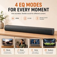Barre de son TV 2.1 canaux 200W avec réglage DSP, BT 5.3, HDMI ARC, basses profondes et design mural