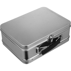 Cao Cấp Bạc Đen Trắng Màu Hình Chữ Nhật <span class=keywords><strong>Cookie</strong></span> Kẹo Sô Cô La Lưu Trữ Quà Tặng Tinplate Hộp Xử Lý Rỗng Kim Loại Ăn Trưa <span class=keywords><strong>Tin</strong></span> - Product Image 2