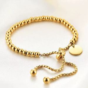 2026 Fashion 18k Gold Plated Round Pendant Accessories <b>Bracelet</b> <b>Adjustable</b> Stainless Steel Beads Beaded Chain <b>Bracelets</b> - Product Image 1