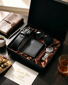 Set Regalo Personalizzato per <span class=keywords><strong>Uomo</strong></span> con Marchio Personalizzato, Basso MOQ, Elegante Confezione con Orologio, Occhiali da Sole e Cintura per Clienti, <span class=keywords><strong>Regali</strong></span> <span class=keywords><strong>di</strong></span> Anniversario - Product Image 6