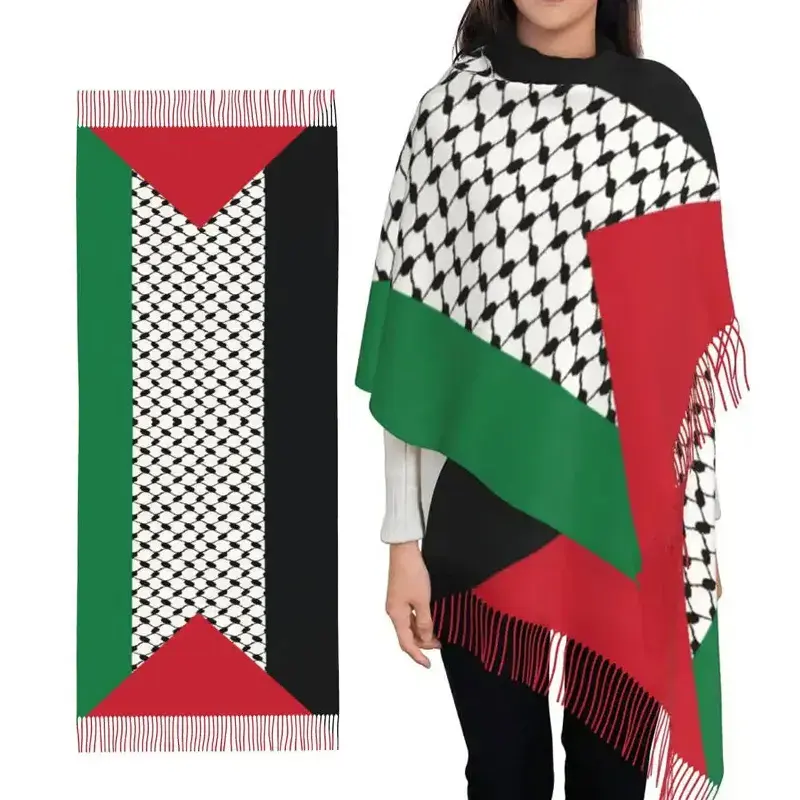 Wholesale 200*70 Cm Arabic Ladies Winter Soft Scarfs Shawl Wrap Palestine National Flag Blanket Scarf Long Prayer Scarf