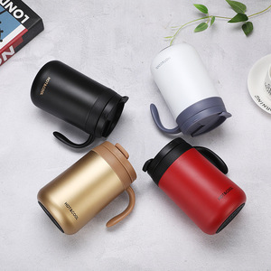 Custom Logo Laser Insulated 304 Stainless Steel <b>Ceramic</b> Office Coffee Mug with Handle Lid for Business Gifts Factory Price - Product Image 4