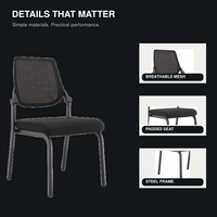 Chaise de visiteur moderne en maille respirante avec siège rembourré et structure en plastique pour bureau, réunion, conférence, salle de formation, extérieur