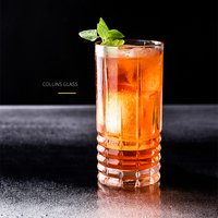 Gelas Wiski Kristal Berukir, Gelas Tumbler Old Fashioned dengan Alas Berat, Peralatan Bar Logo Kustom Grosir