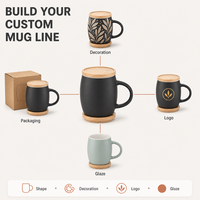 Taza Negra Mate Premium con Tapa de Madera y Posavasos, Diseño de Doble Uso para Cafeterías y Bares, Programas de Personalización con Logotipo