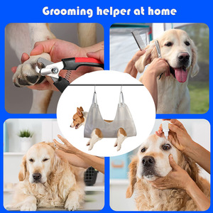 Pet Grooming Hammock For Dogs Small Medium Size Polyester Mesh Nail Trim Support Blue Gray Red - Product Image 3