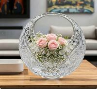 Panier à fruits et fleurs en cristal sculpté à la main avec 24% de PbO, poignée de luxe, centre de table, ornement de mariage, cadeau de festival