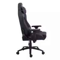 Chaise de jeu ergonomique noire avec revêtement en cuir PU, structure en fer, hauteur réglable, support lombaire pour bureau et salle de jeu