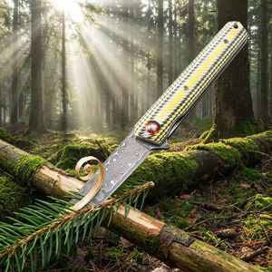 Couteau de poche tactique Tanto, couteau pliant en acier <span class=keywords><strong>Damas</strong></span> à 76 couches, cœur VG10, manche G10, couteau de survie, de chasse et de camping pour hommes DM031 - Product Image 4