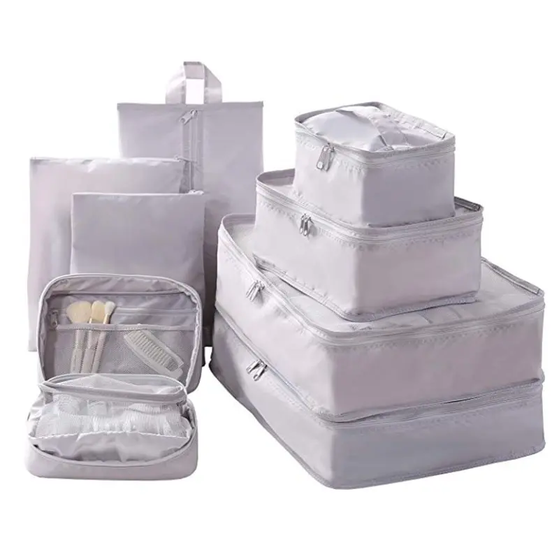 classic travel accessories storage design custom oxford recycled packing cubes 8 pcs luggage organizer bags set