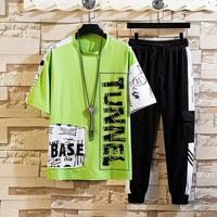Ensemble d'été pour hommes : T-shirt et pantalon de jogging décontracté, idéal pour le fitness et la gym, style hip-hop, survêtement tendance pour hommes - Nouvelle collection à succès
