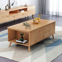 Table basse et de salle à manger multifonctionnelle de style nordique du milieu du siècle, avec rangement et design pliable pour petits appartements, en bois massif