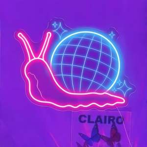 Enseigne au néon en forme d'escargot boule <span class=keywords><strong>disco</strong></span>, art mural pour fête, enseigne au néon pour bar, enseigne au néon personnalisée pour bar à bière, bar musical - Product Image 1