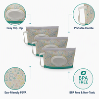 Sac à fermeture éclair réutilisable en EVA/PEVA au design de dessin animé pour lingettes humides et couches de voyage, avec rangement pour papier toilette à fermeture éclair en plastique