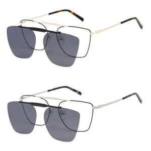 9906 2 en 1 nuevo estilo imán Clip en gafas marco tendencia gafas de sol polarizadas para hombres 2024 gafas ópticas de ordenador UV400 - Product Image 4
