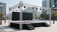 Plateforme de scène en alliage d'aluminium antidérapante noire 4x4 pieds, design double couche, élégante, pour concerts et DJ, capacité de charge de 750 kg, utilisation en extérieur, TUV