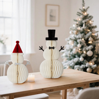 Juego de 2 Muñecos de Nieve Navideños de Papel Ecológico, Plegables, con Imanes 3D, Reutilizables, Ligeros, Decoraciones Navideñas para Mesa