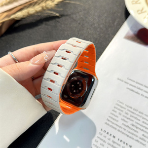 Bracelet de montre en silicone à double boucle pour Apple IWatch Ultra 49 mm 41 42 45 40 44, sangle de poignet avec boucle magnétique réglable - Product Image 4