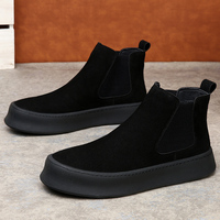 Bottines Chelsea classiques pour hommes en cuir véritable et daim, doublure simple en peluche, rehaussantes, pointures 38-44