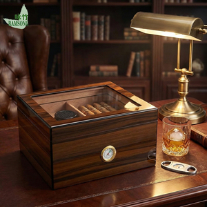 Humidor de Madera de Acacia de Alta Calidad de 2 Niveles con Divisor Ajustable <span class=keywords><strong>para</strong></span> Humidores, Cenicero y Higrómetro - Product Image 4