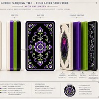 Ensemble de Mahjong Américain Original d'Halloween en Gros, 160 Tuiles avec Tapis Violet, Supports en Acrylique, Sac de Transport, Jeu de Luxe, Cadeau, OEM ODM