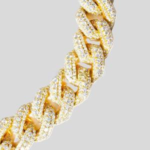 Custom Length <b>Iced</b> Cuban Link <b>Chain</b> Necklace 925 Silver 14K 18K Gold Plated Moissanite Style Hip Hop Jewelry - Product Image 2