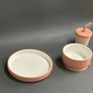 Nuove idee 2025 stoviglie in <span class=keywords><strong>ceramica</strong></span> per bambini piatti in porcellana con suzione in Silicone per bambini - Product Image 6
